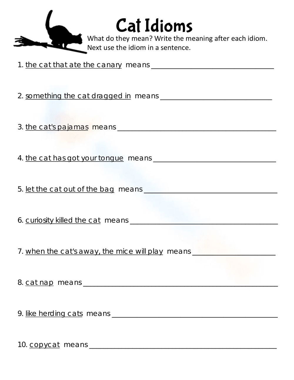 Explore Halloween Cat Idioms - Page 1
