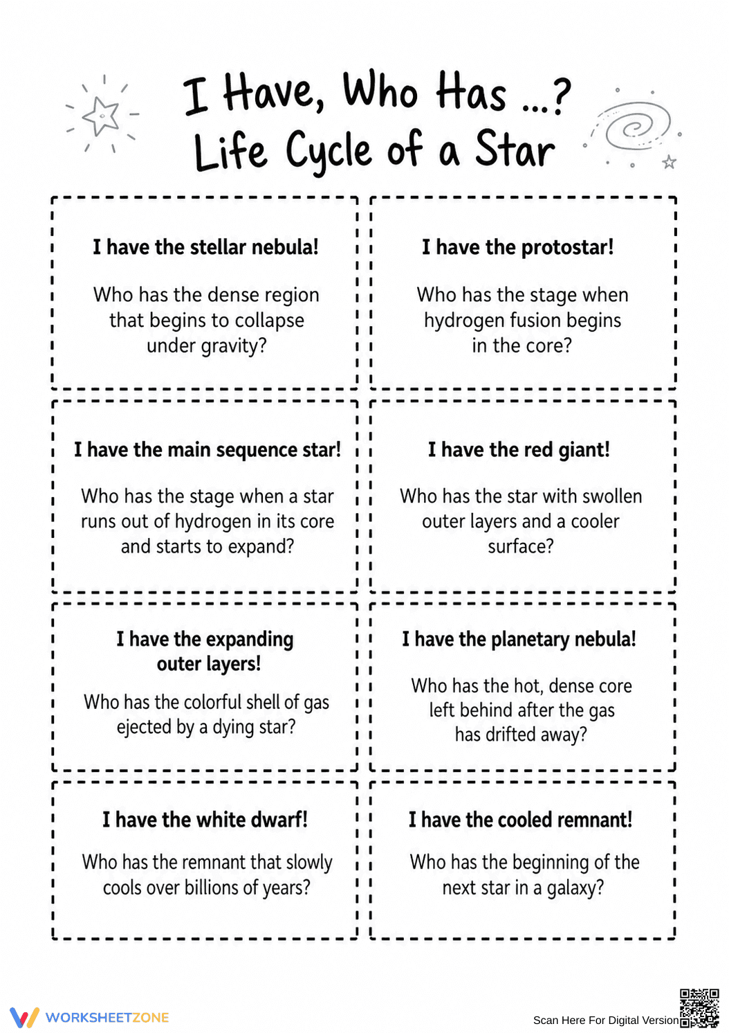 Life Cycle of a Star Game | Grade 5 Essential - Page 1