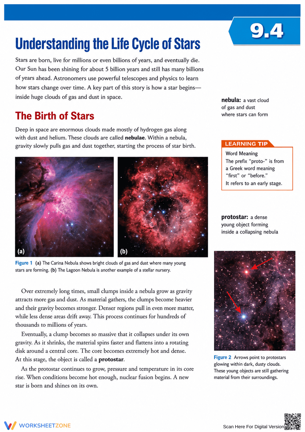 Life Cycle of Stars Essential Worksheet | Grade 9-12 - Page 1