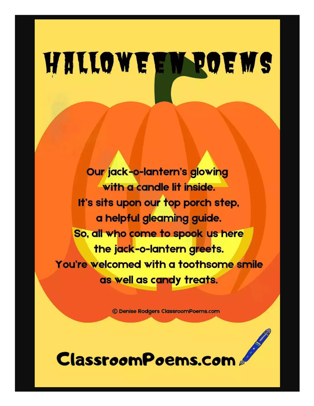 Halloween Poems Worksheet - Page 1