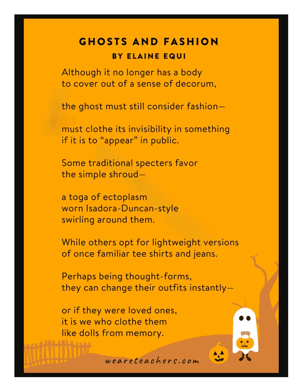 Analyze Elaine Equi's Poem: Ghosts and Fashion - Page 1