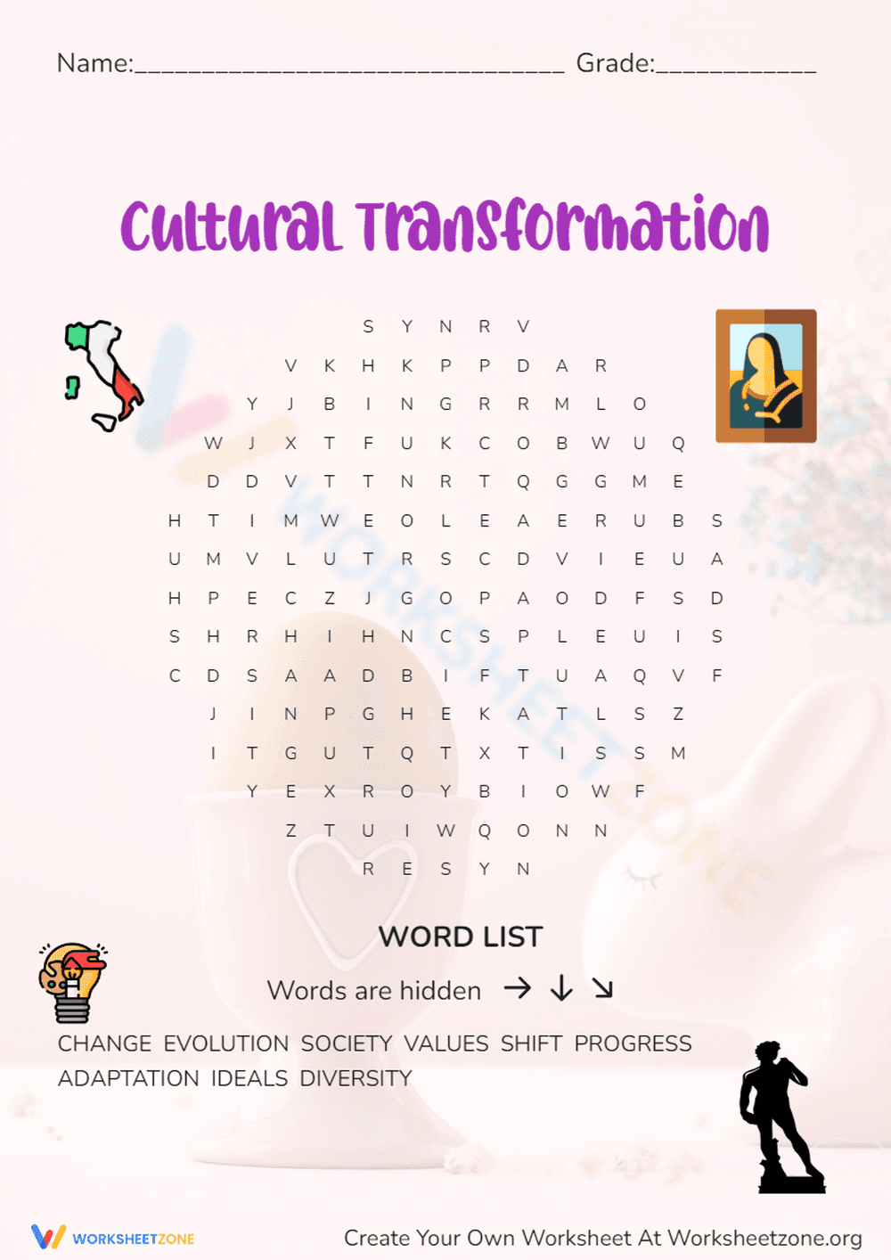 Renaissance Cultural Transformation Word Search | Ready - Page 1
