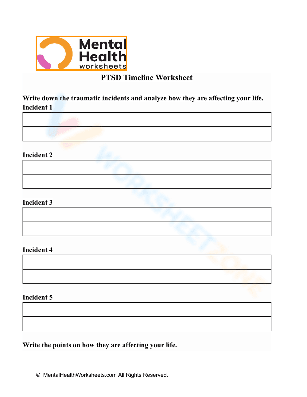 Creating a PTSD Timeline: A Therapeutic Worksheet - Page 1