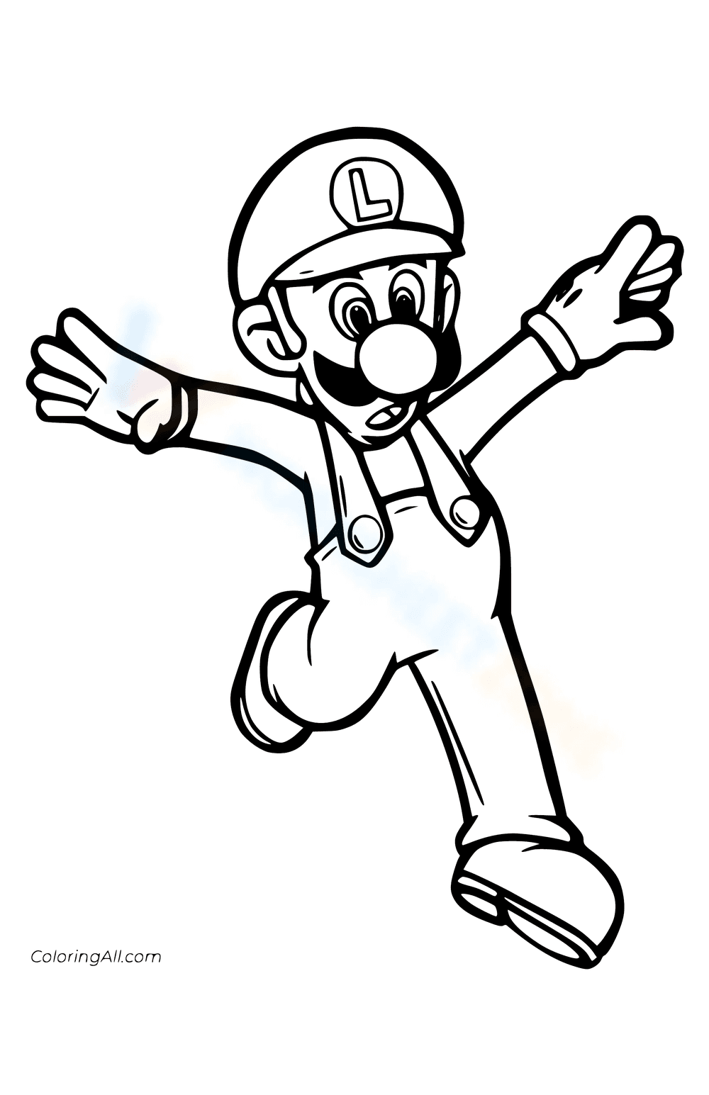 Luigi Jumping: A Fun Coloring Page - Page 1