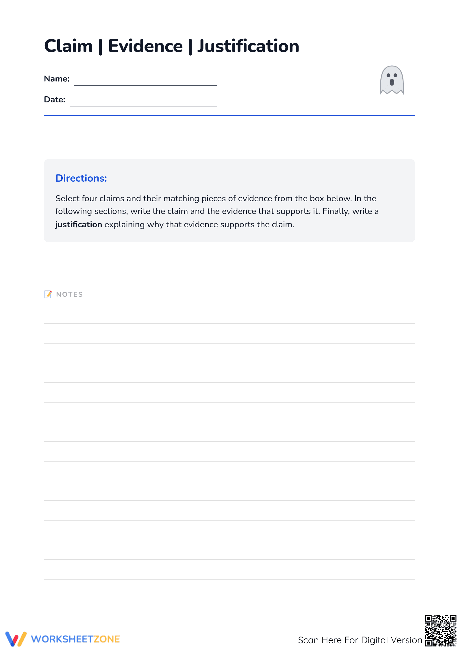 Claim Evidence Linking Worksheet - Page 1