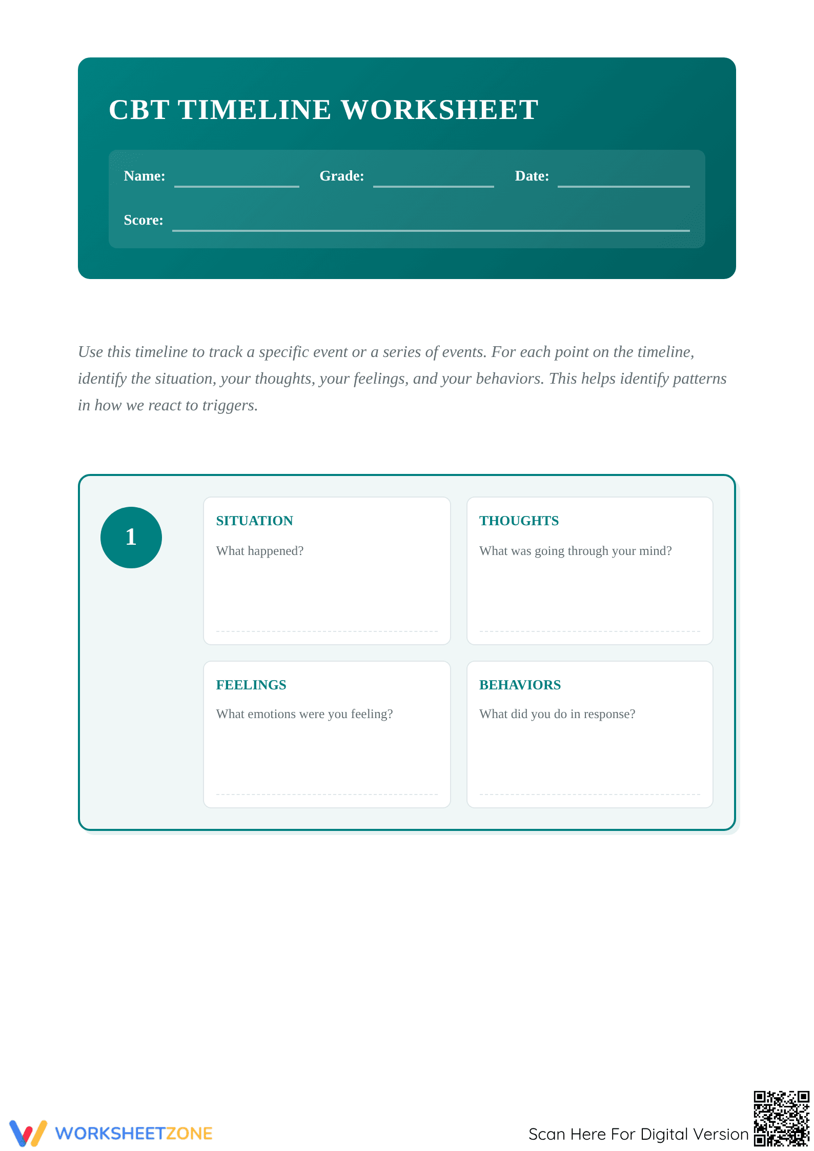 CBT Timeline Worksheet - Page 1
