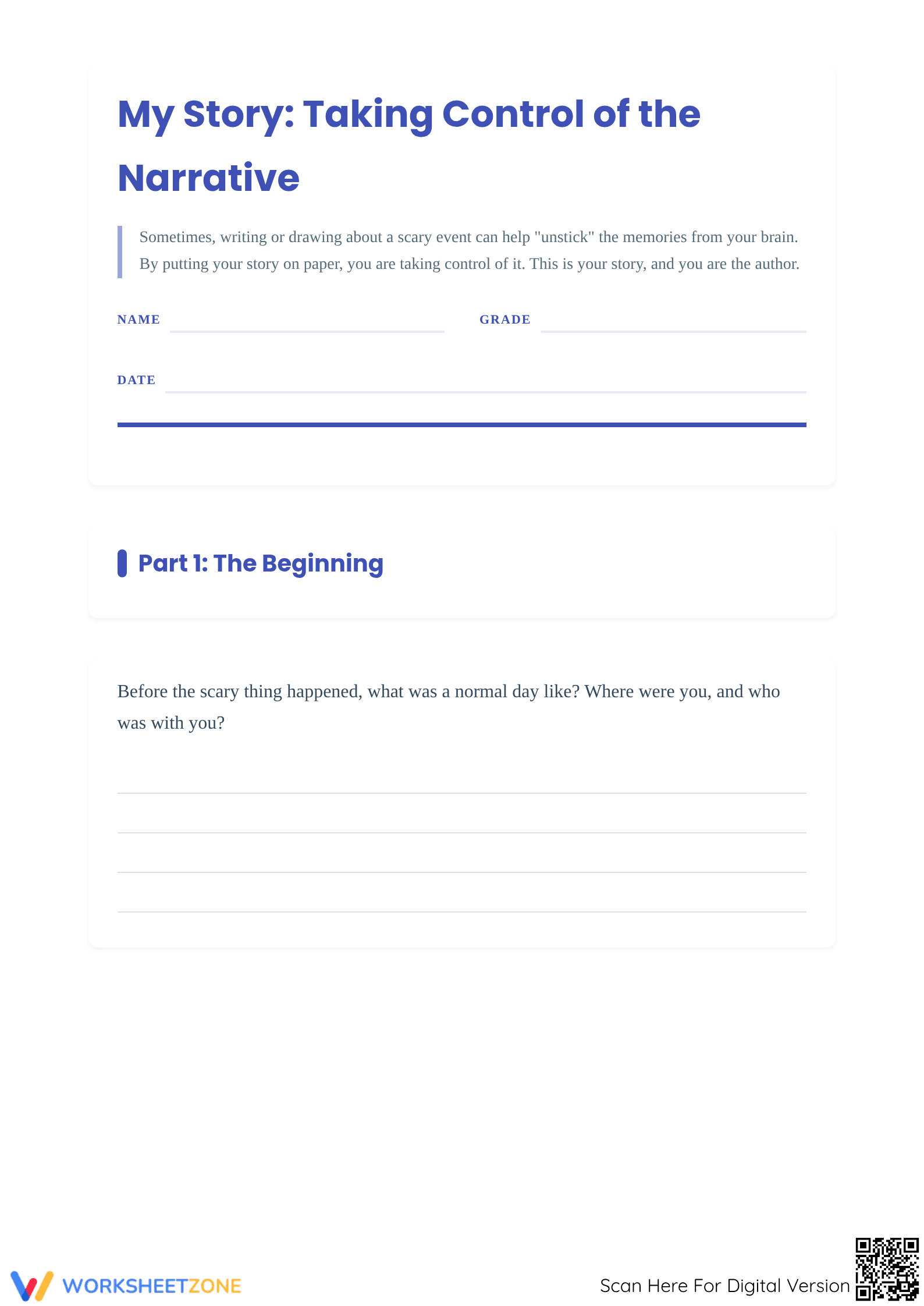 Develop a Trauma Narrative Worksheet - Page 1