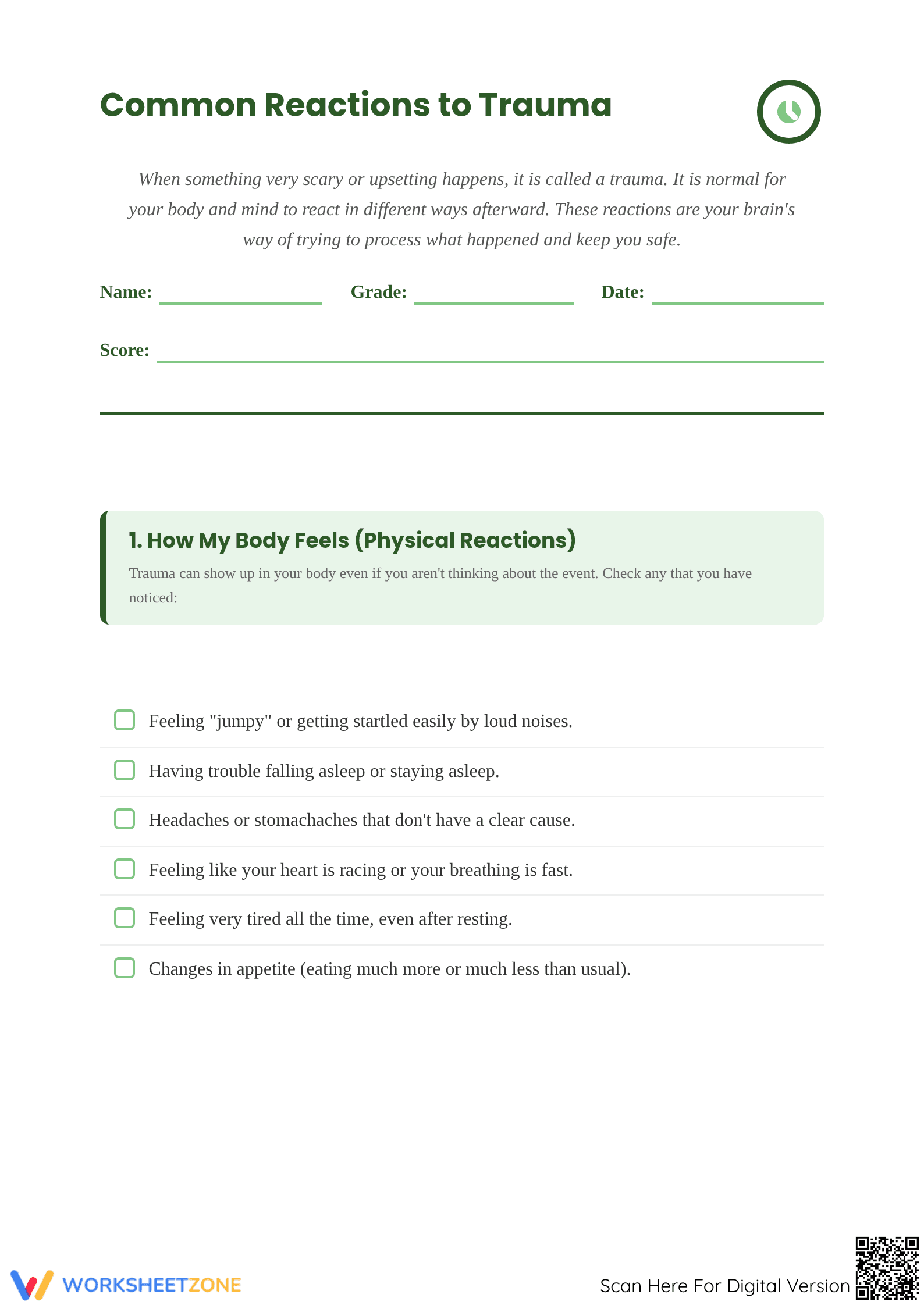 Understand Common Reactions to Trauma - Page 1