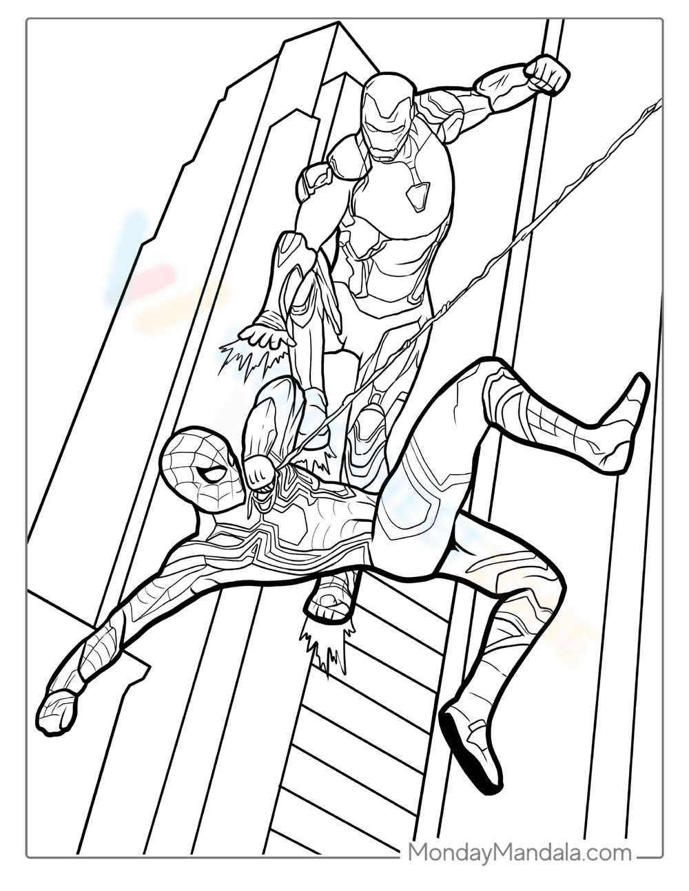 Spider-Man vs Iron Man Coloring Page | Essential K-2 - Page 1