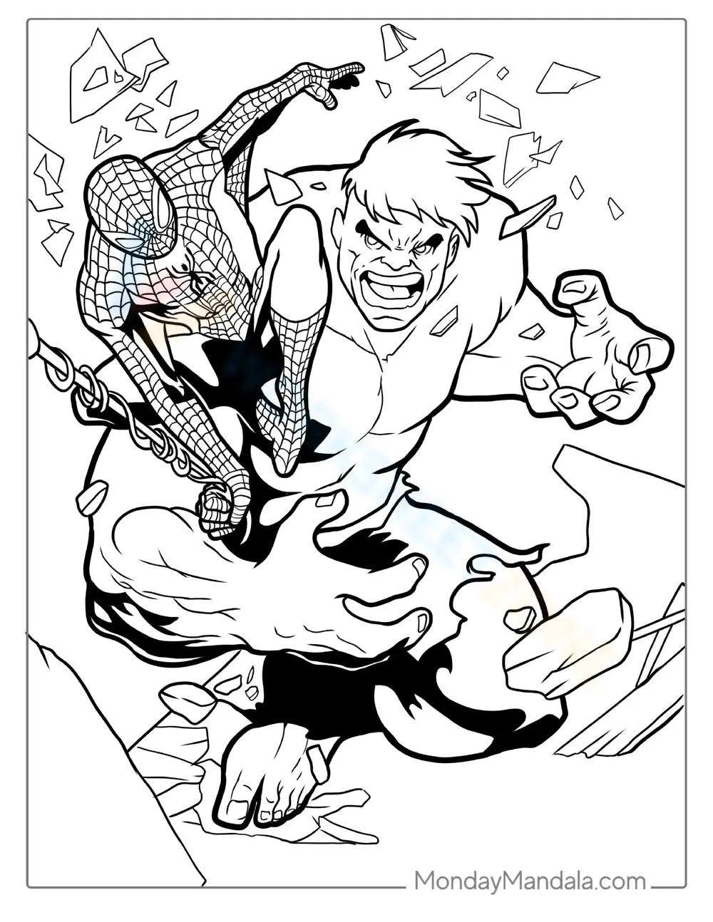 Spider-Man & Hulk Coloring Page | Printable K-2 Activity - Page 1