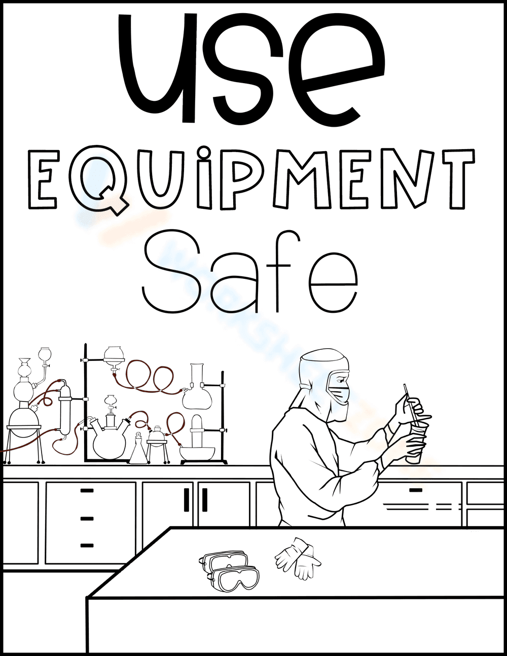 Lab Safety Coloring 1 - Page 1