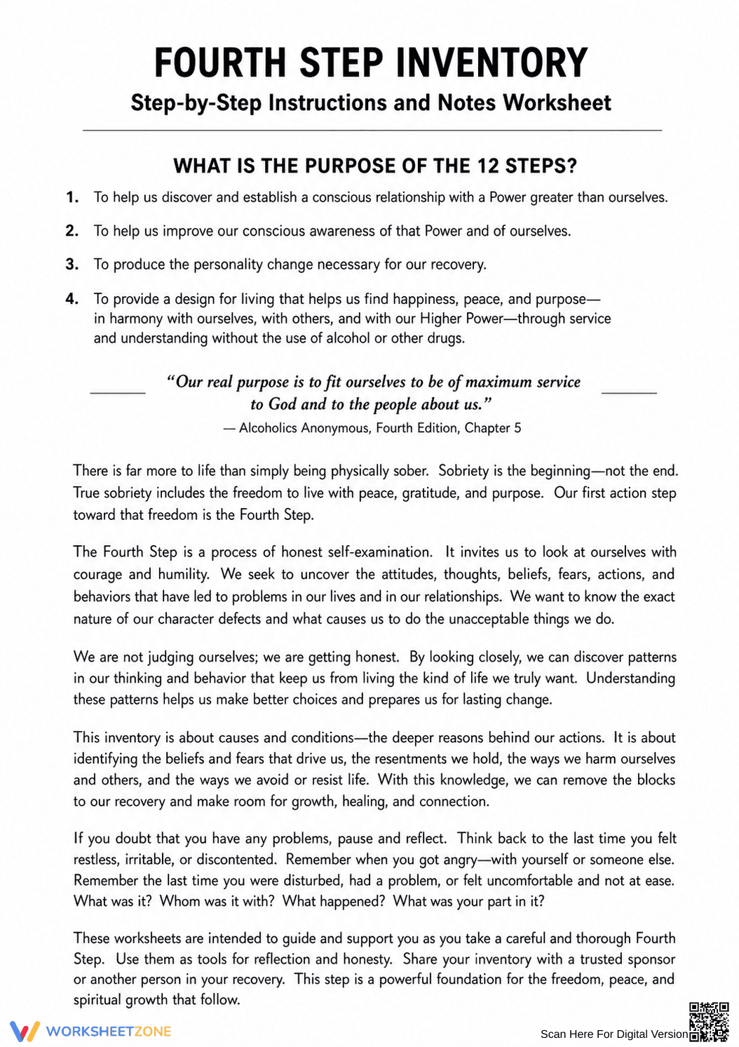 Essential 4th Step Inventory Guide | Grade 8 Social Skills - Page 1