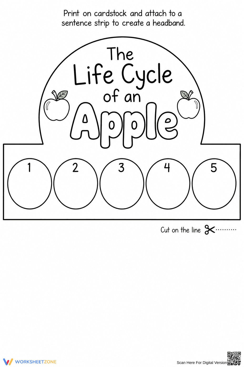 Grade K Apple Life Cycle — Printable No-Prep Worksheet - Page 1