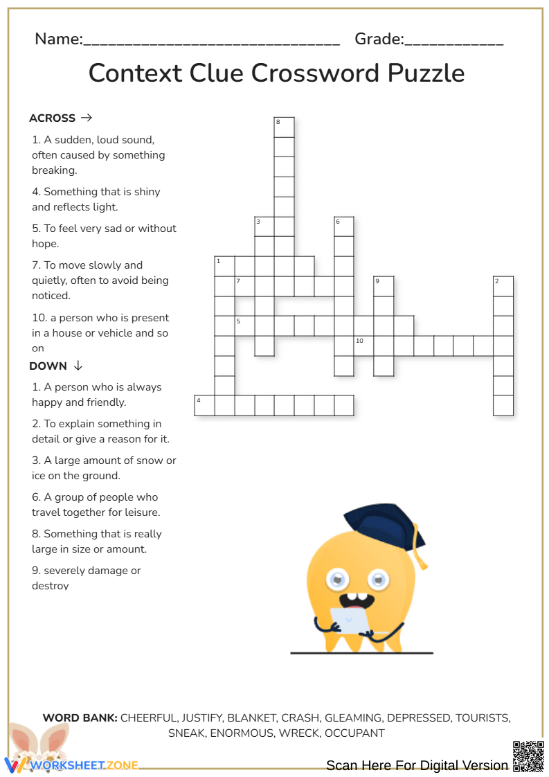 Context Clue Crossword Puzzle - Page 1