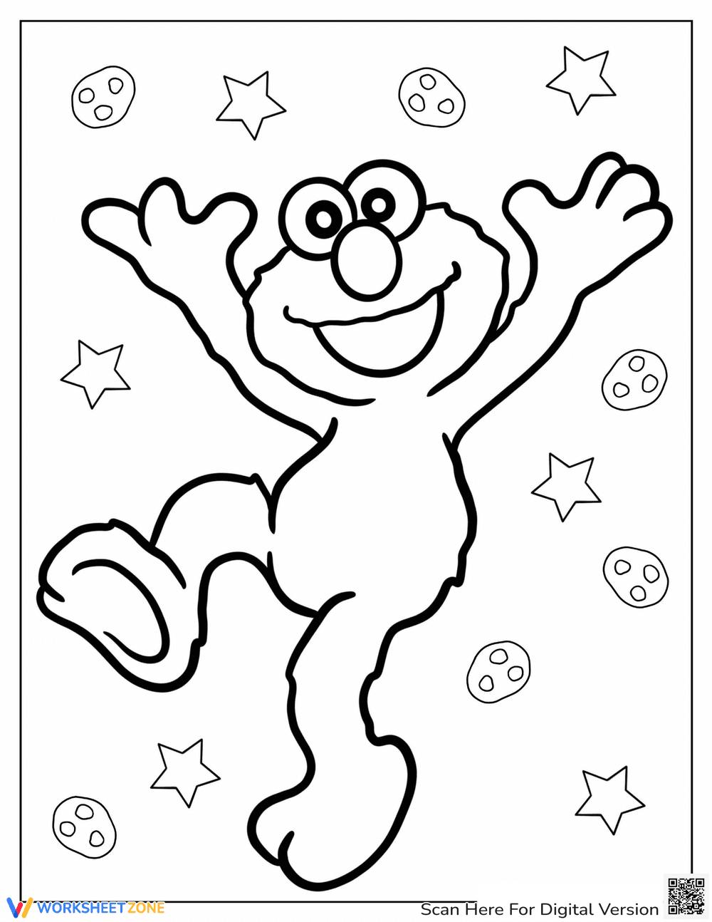 Printable Elmo Coloring Worksheet | Kindergarten Art - Page 1