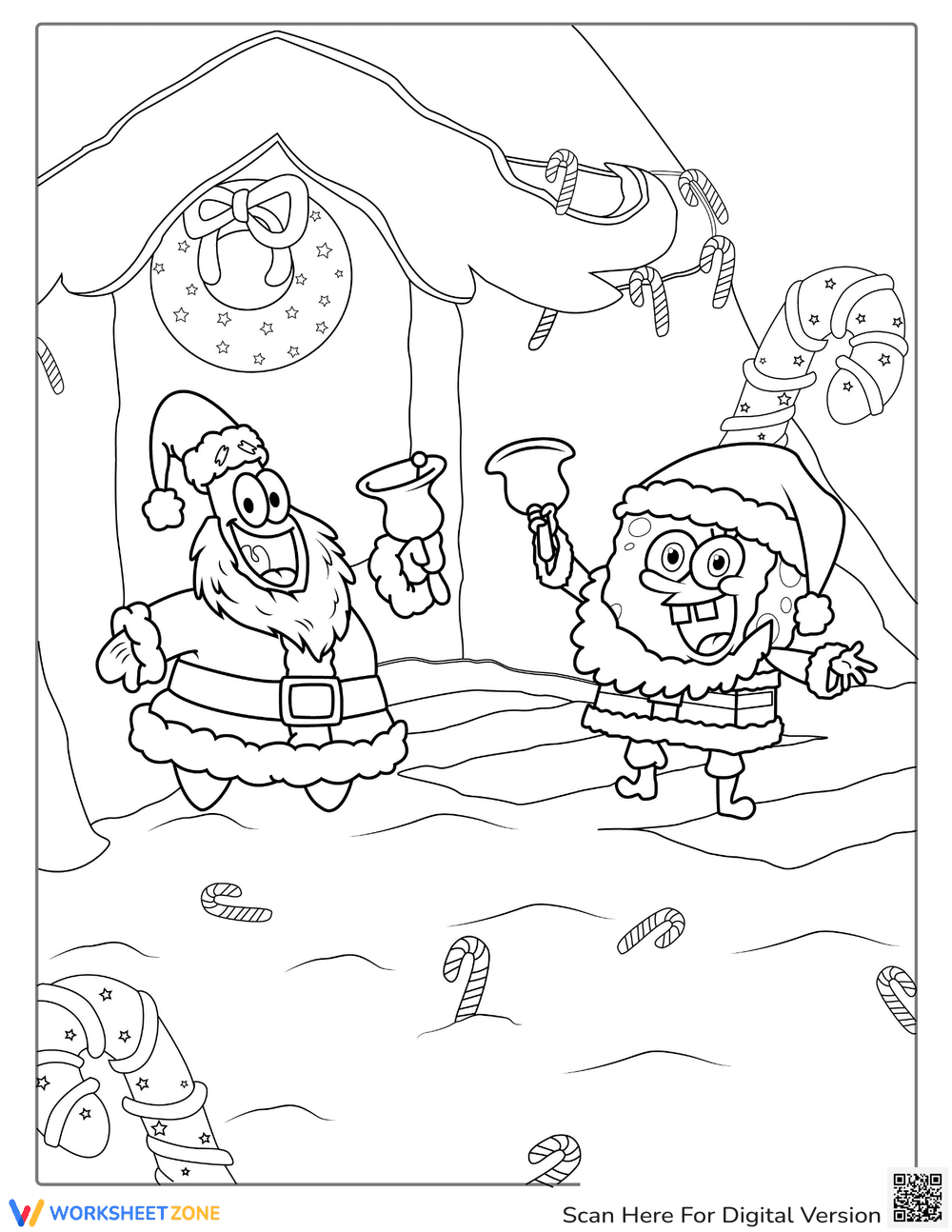 SpongeBob Christmas Coloring Page | Essential Grade K-2 - Page 1