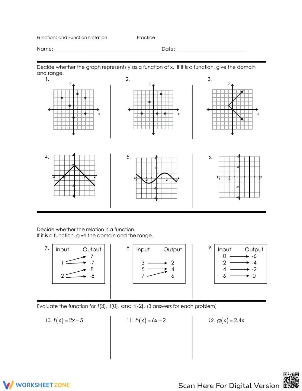 Determine if a Relation is a Function - Page 1