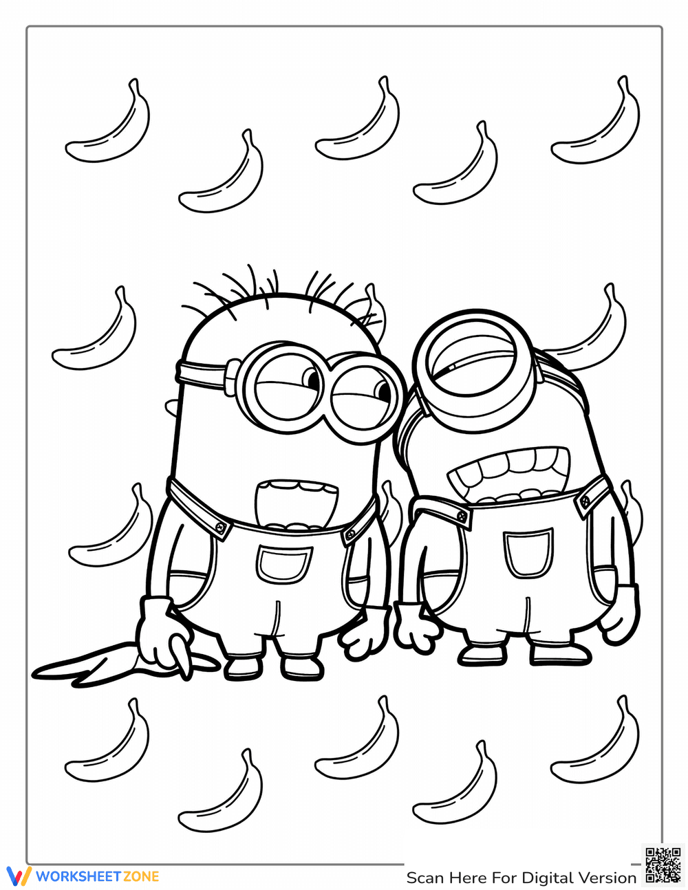Minions Coloring Page — Printable Grade K-2 Activity - Page 1