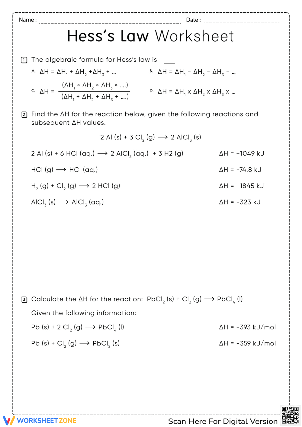 Applying Hess's Law in Chemistry - Page 1
