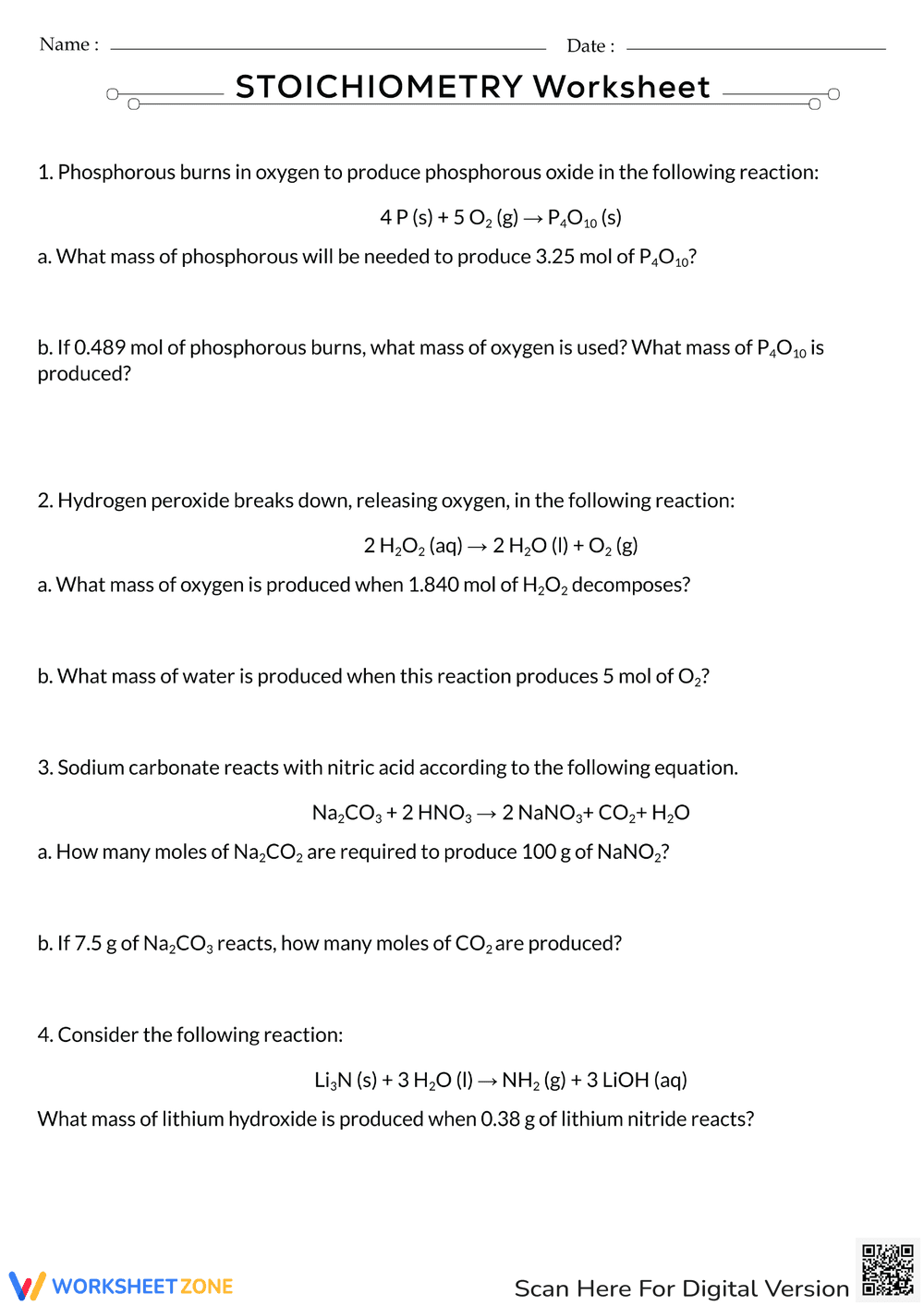 Mastering Stoichiometry: A Comprehensive Worksheet - Page 1