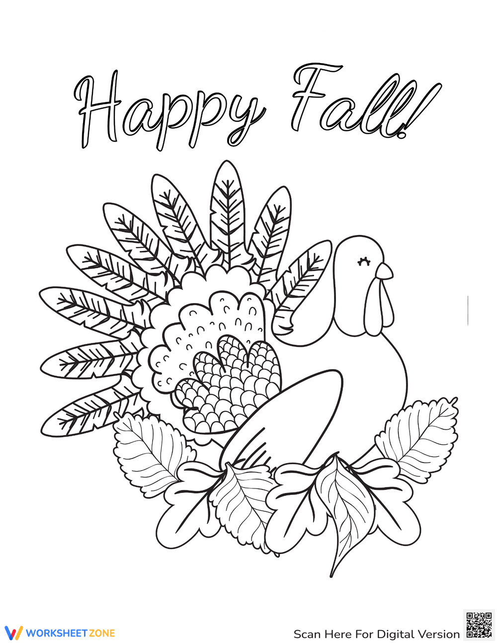 Happy Thanksgiving Worksheet with a Turkey - Page 1