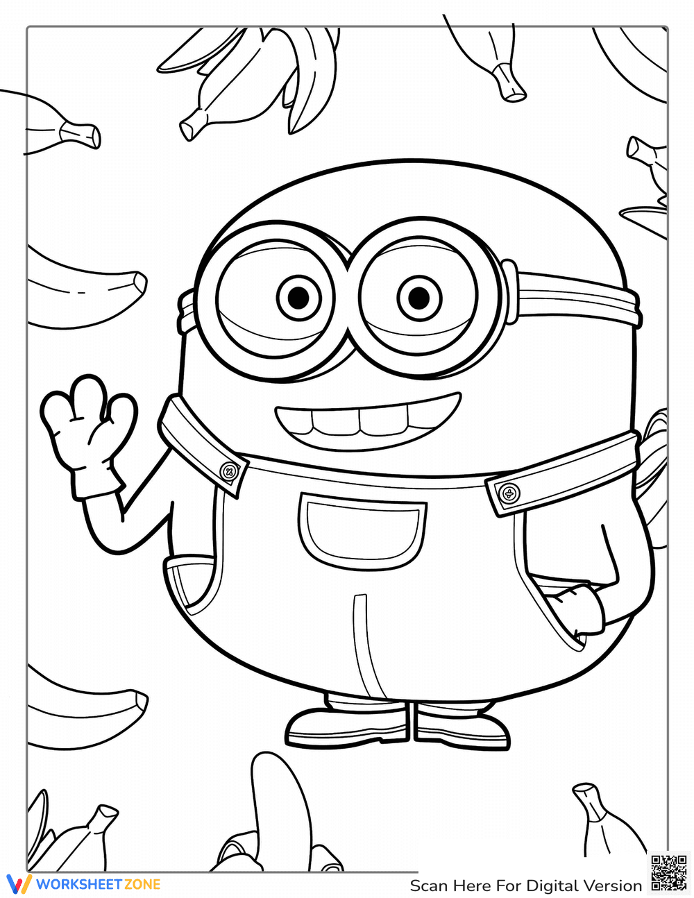 Minion Bob Coloring Page | Printable Grade 1 Art - Page 1
