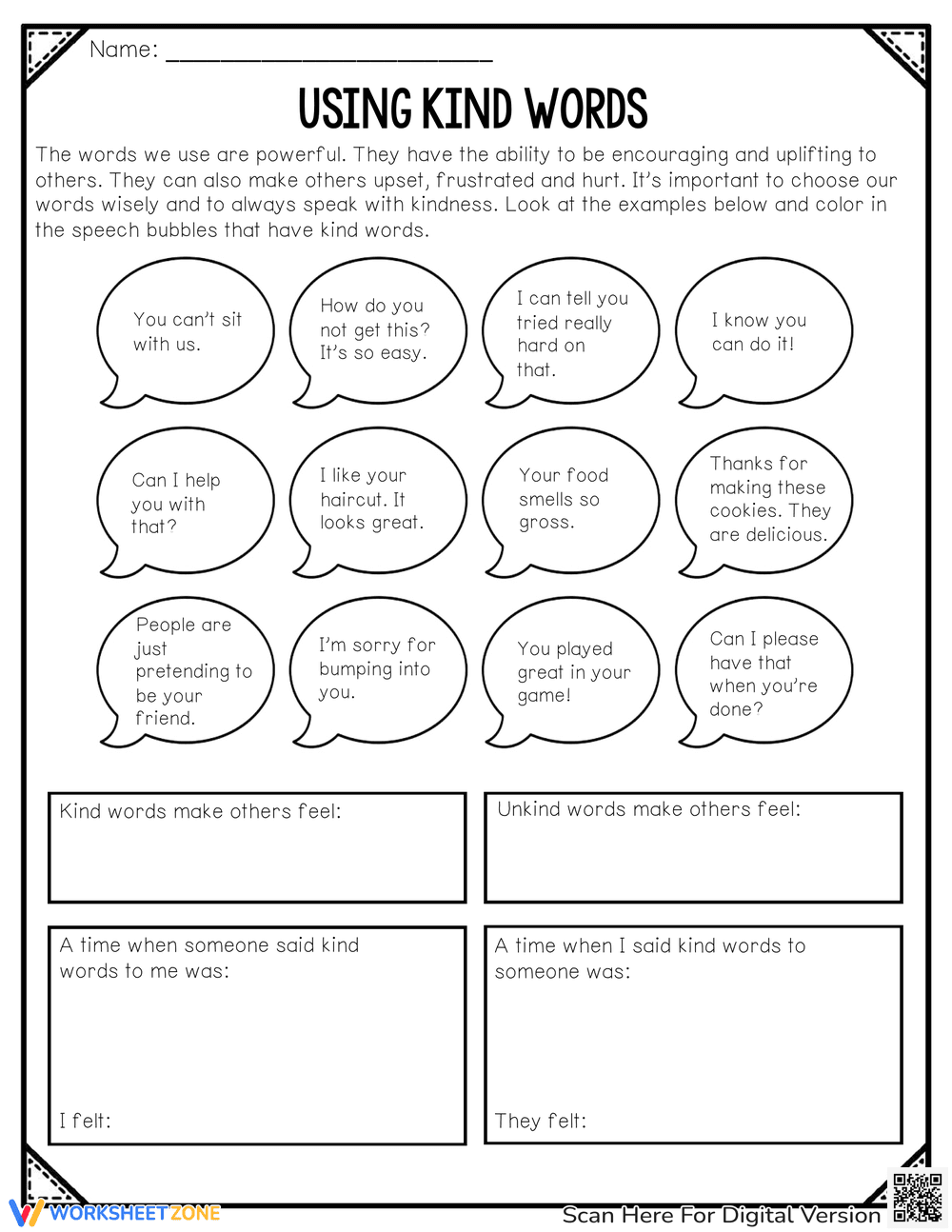 Promote Kindness with this Using Kind Words Worksheet - Page 1