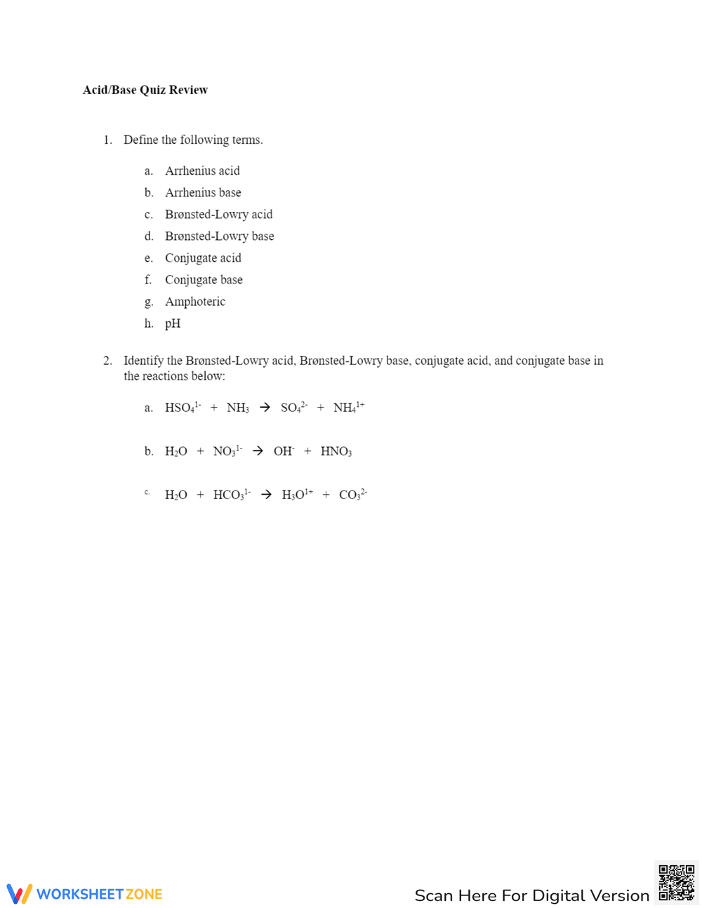 Review Acid-Base Chemistry with this Quiz - Page 1