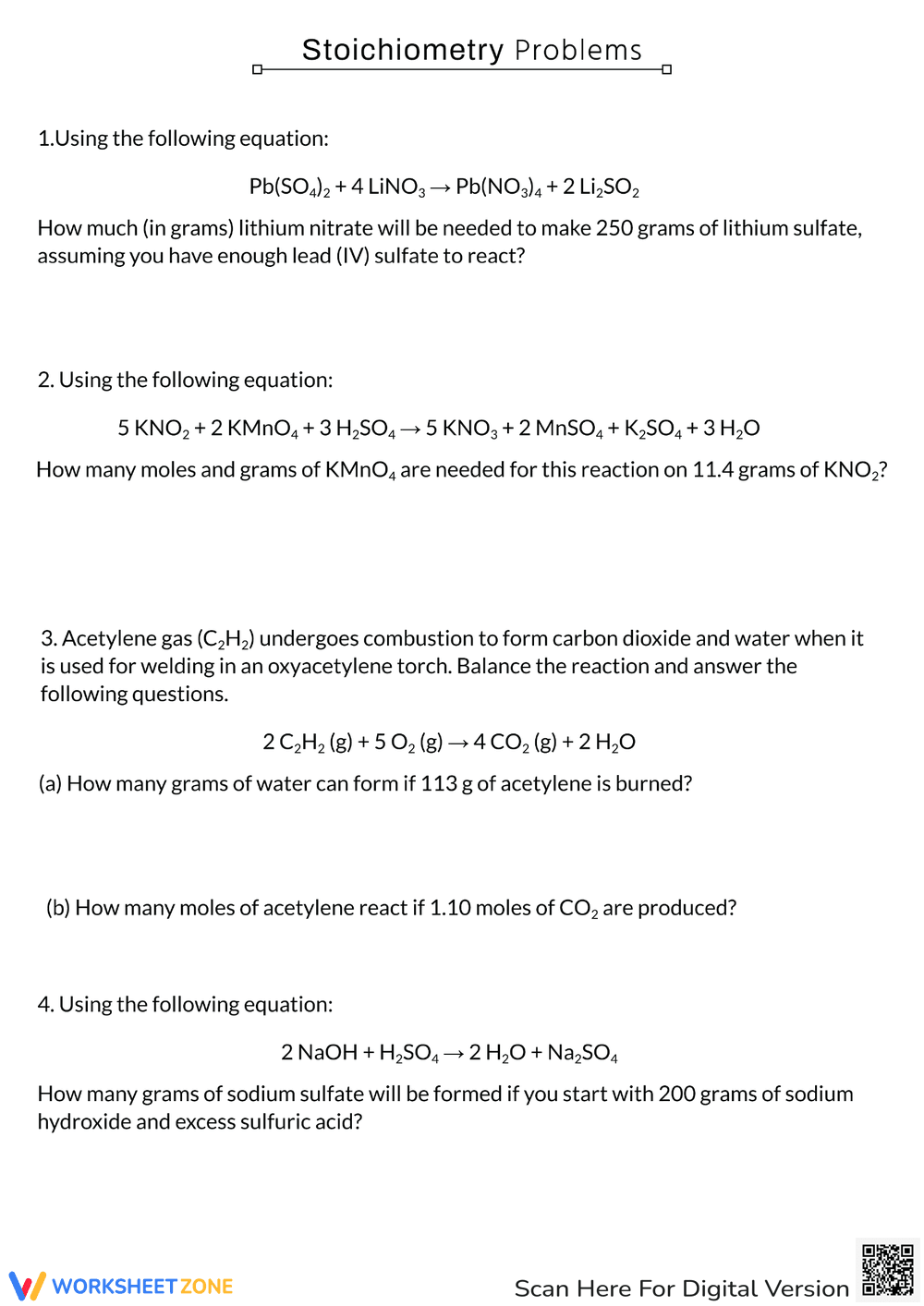 Solving Stoichiometry Problems Worksheet - Page 1