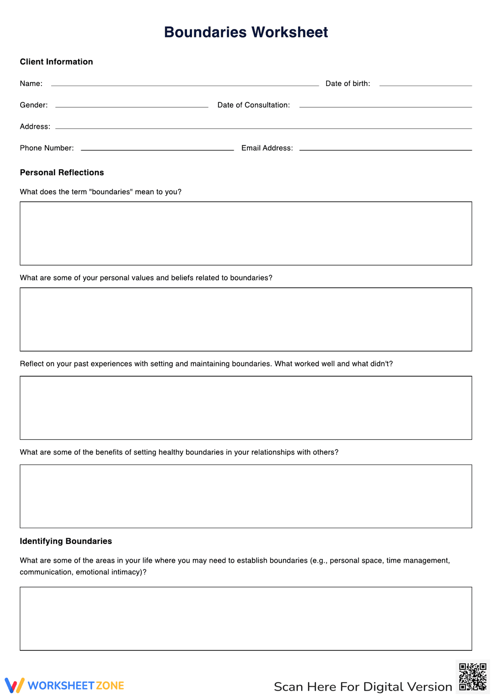 Setting Boundaries Worksheet - Page 1