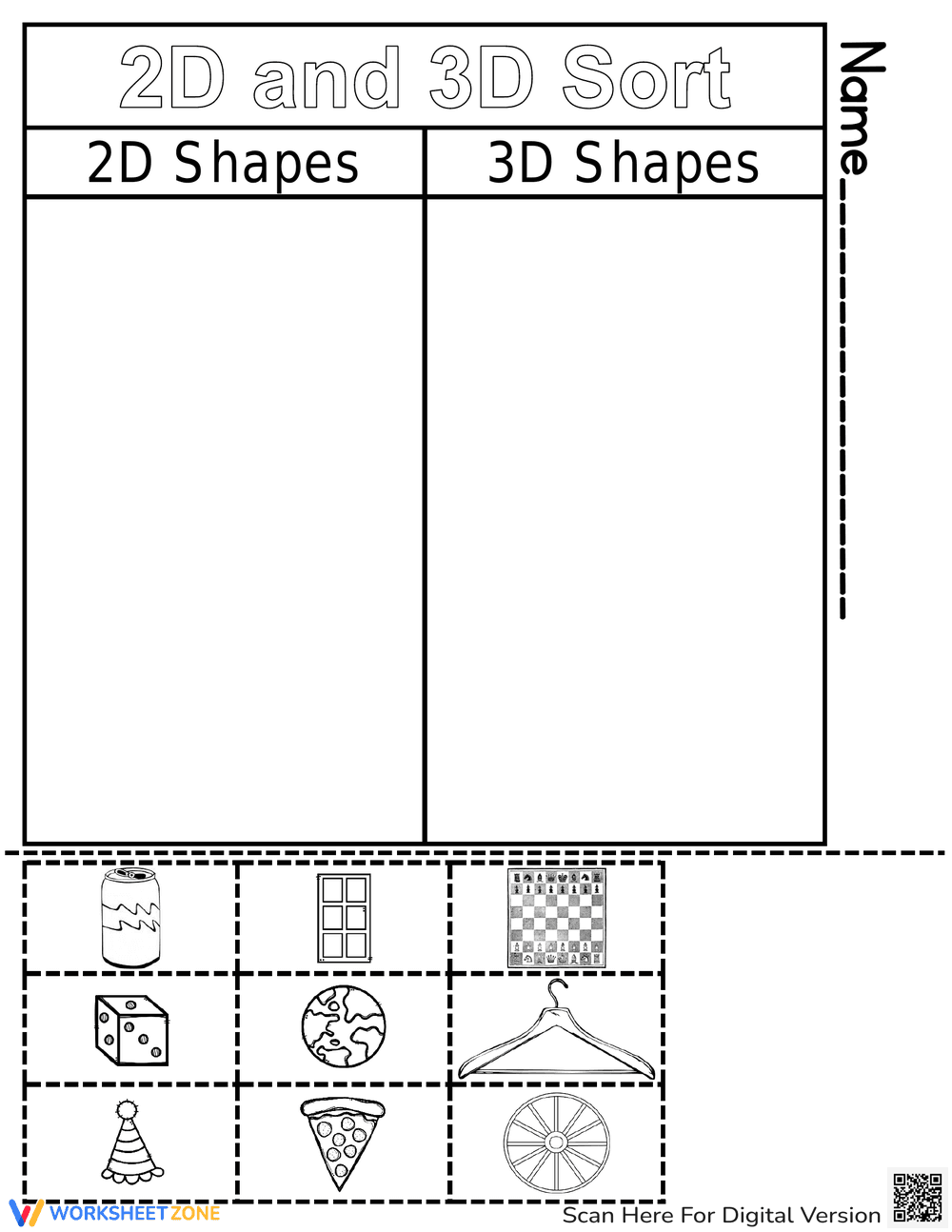 2D and 3D Shape Sort: Cut and Paste Activity - Page 1