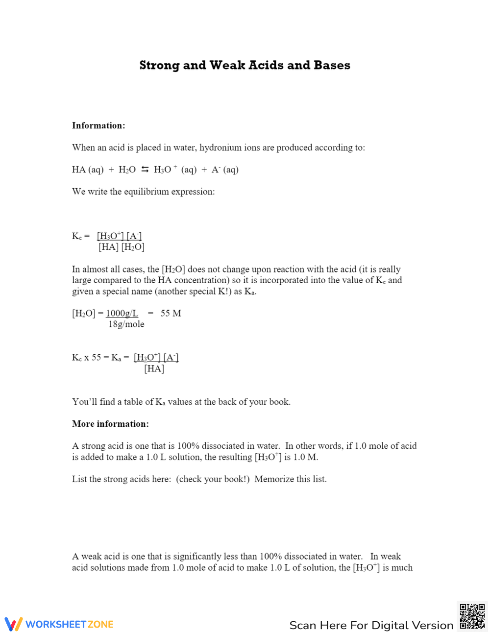 Differentiating Strong and Weak Acids/Bases: Chemistry Practice - Page 1
