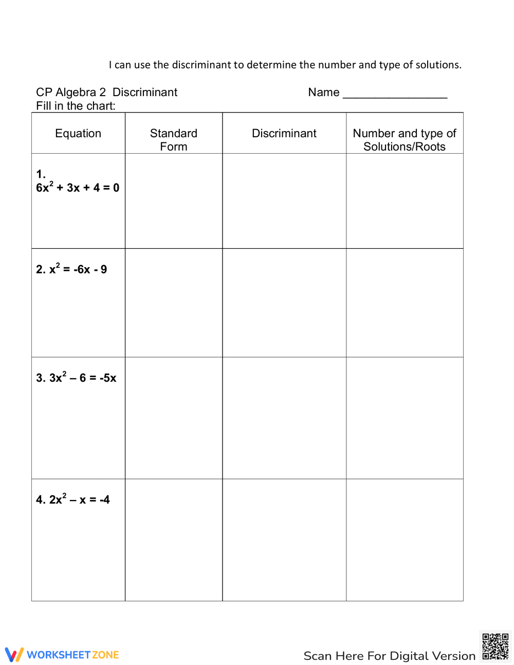 Quadratic Graphic Organizers: Algebra - Page 1