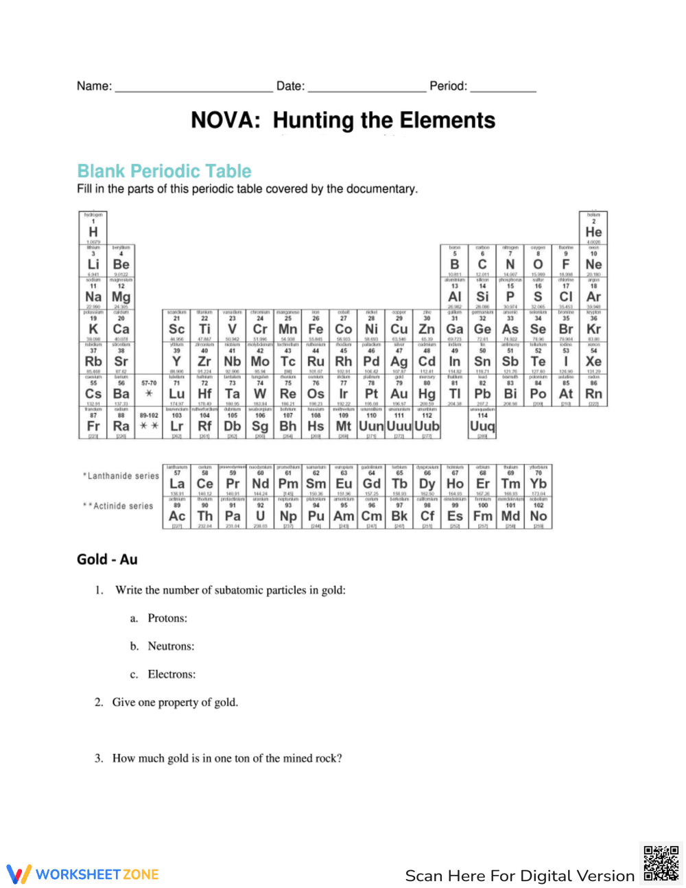 Hunting the Elements Sheet - Page 1