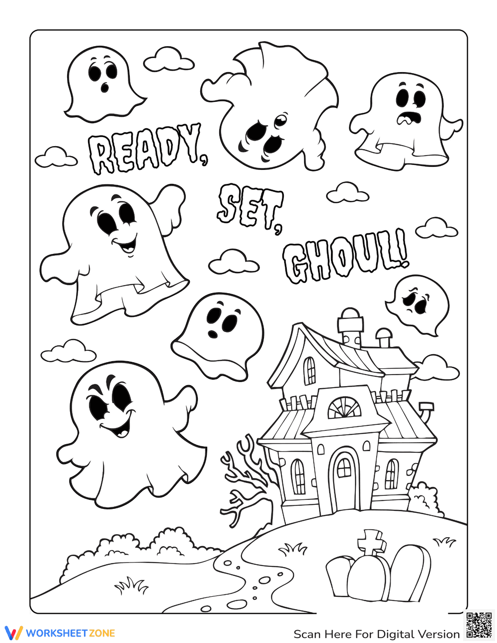 Haunted House Coloring Page - Page 1