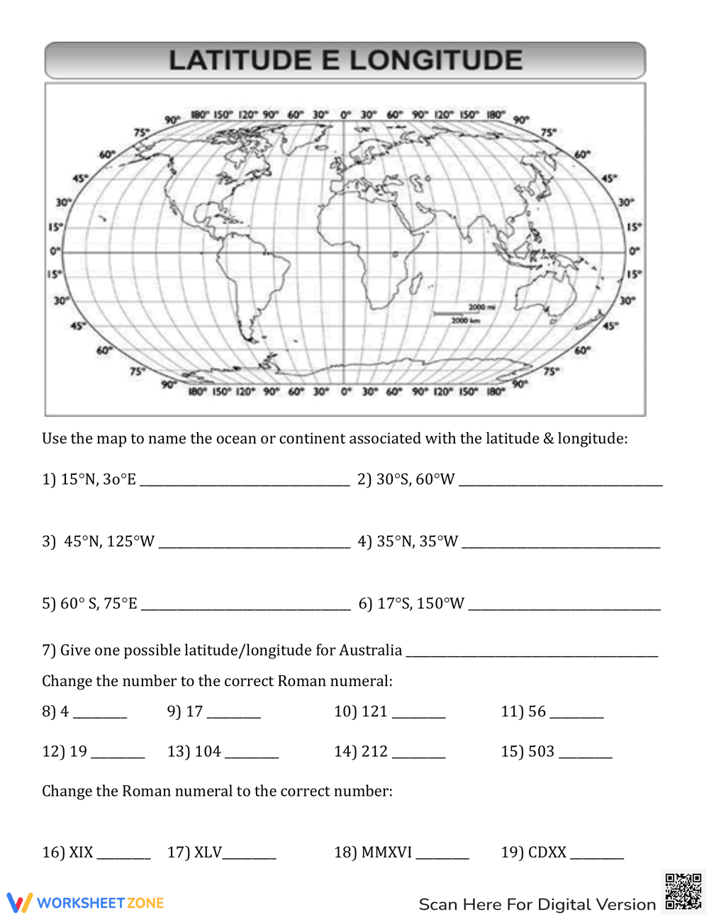 Latitude and Longitude with Roman Numerals - Page 1