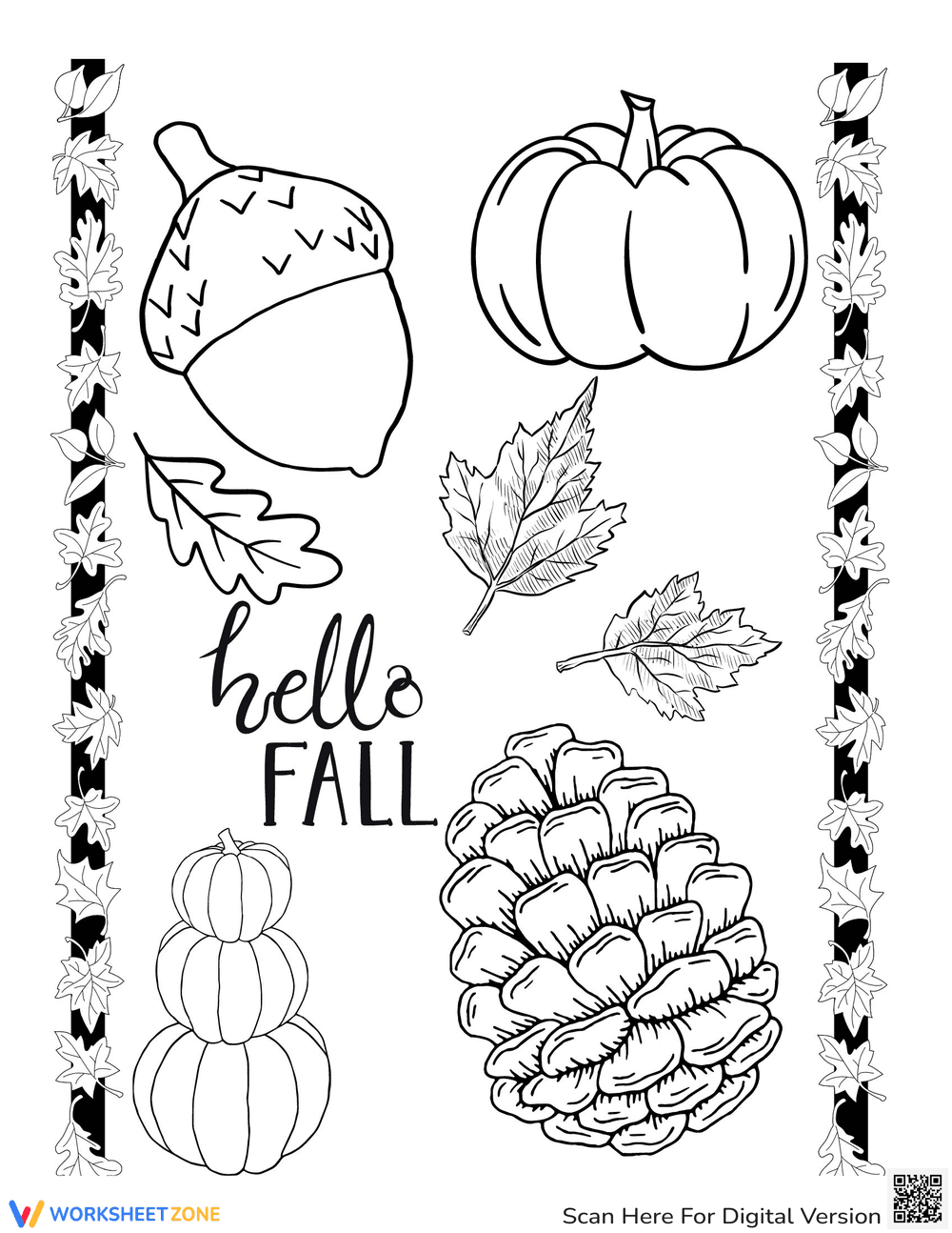 Hello Fall Coloring Page - Page 1