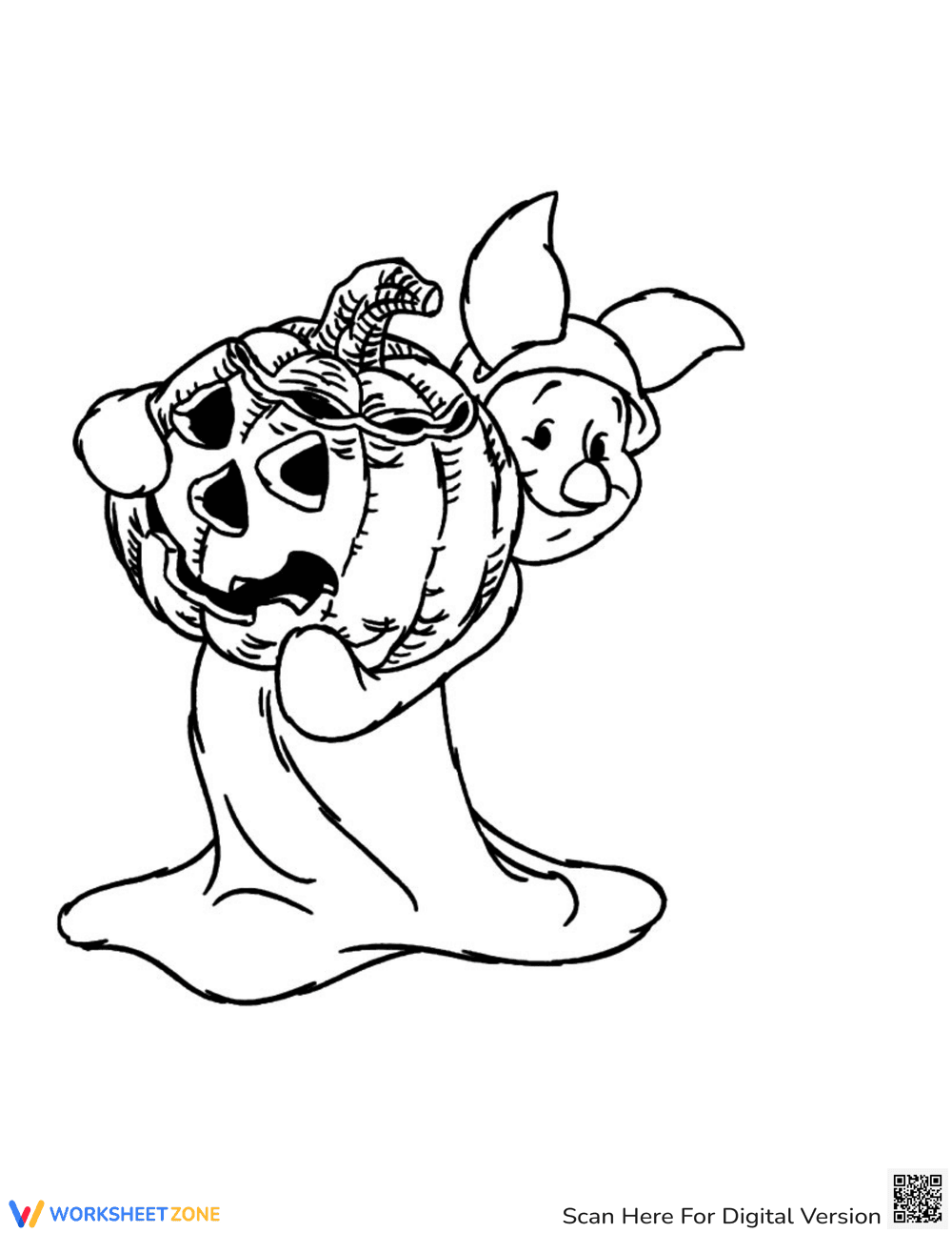 Piglet Halloween Costume Coloring Page - Page 1