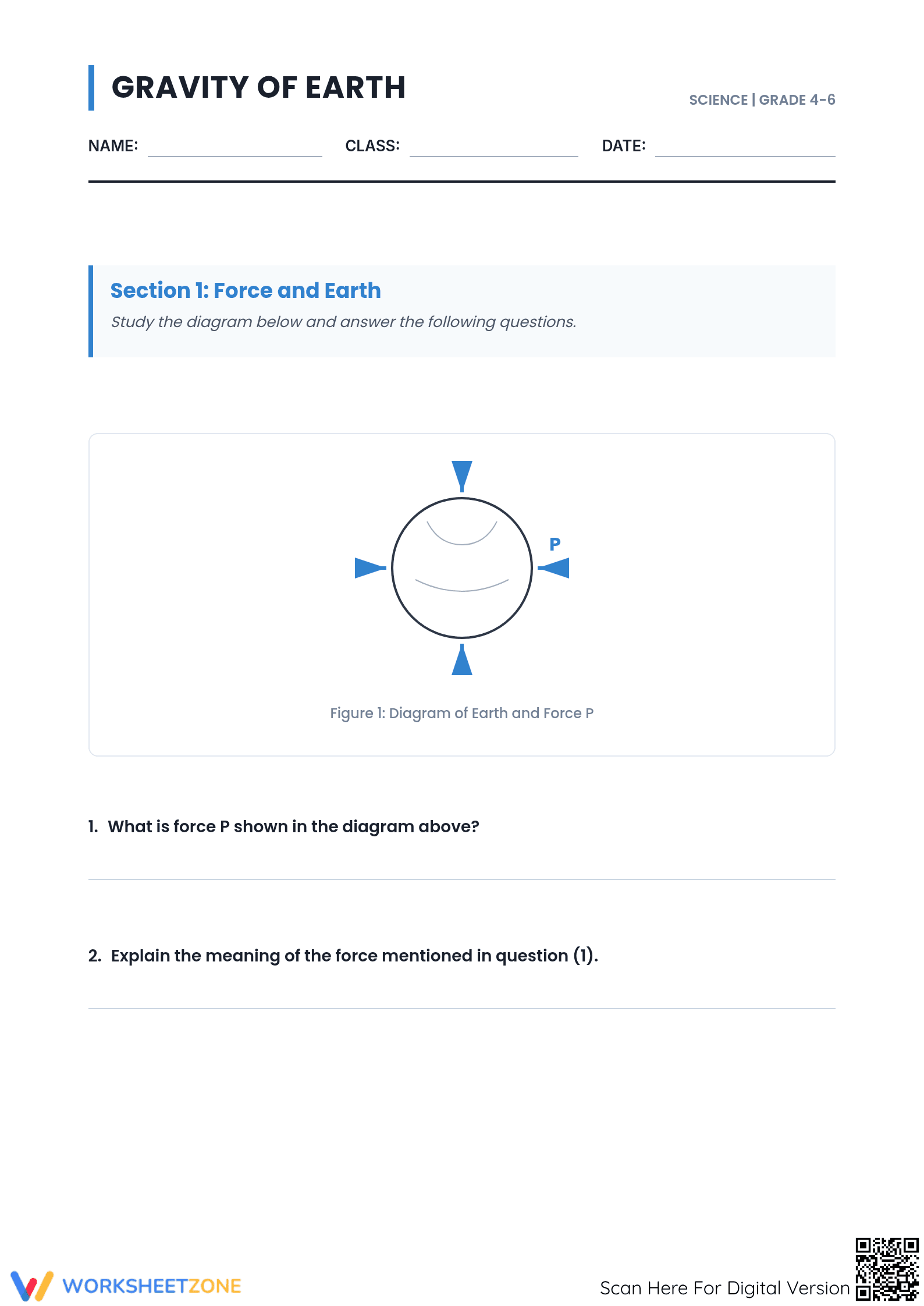 Understanding the Gravity of Earth Worksheet - Page 1