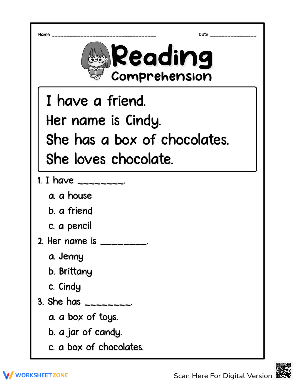 Kindergarten Reading Comprehension Passage - Page 1