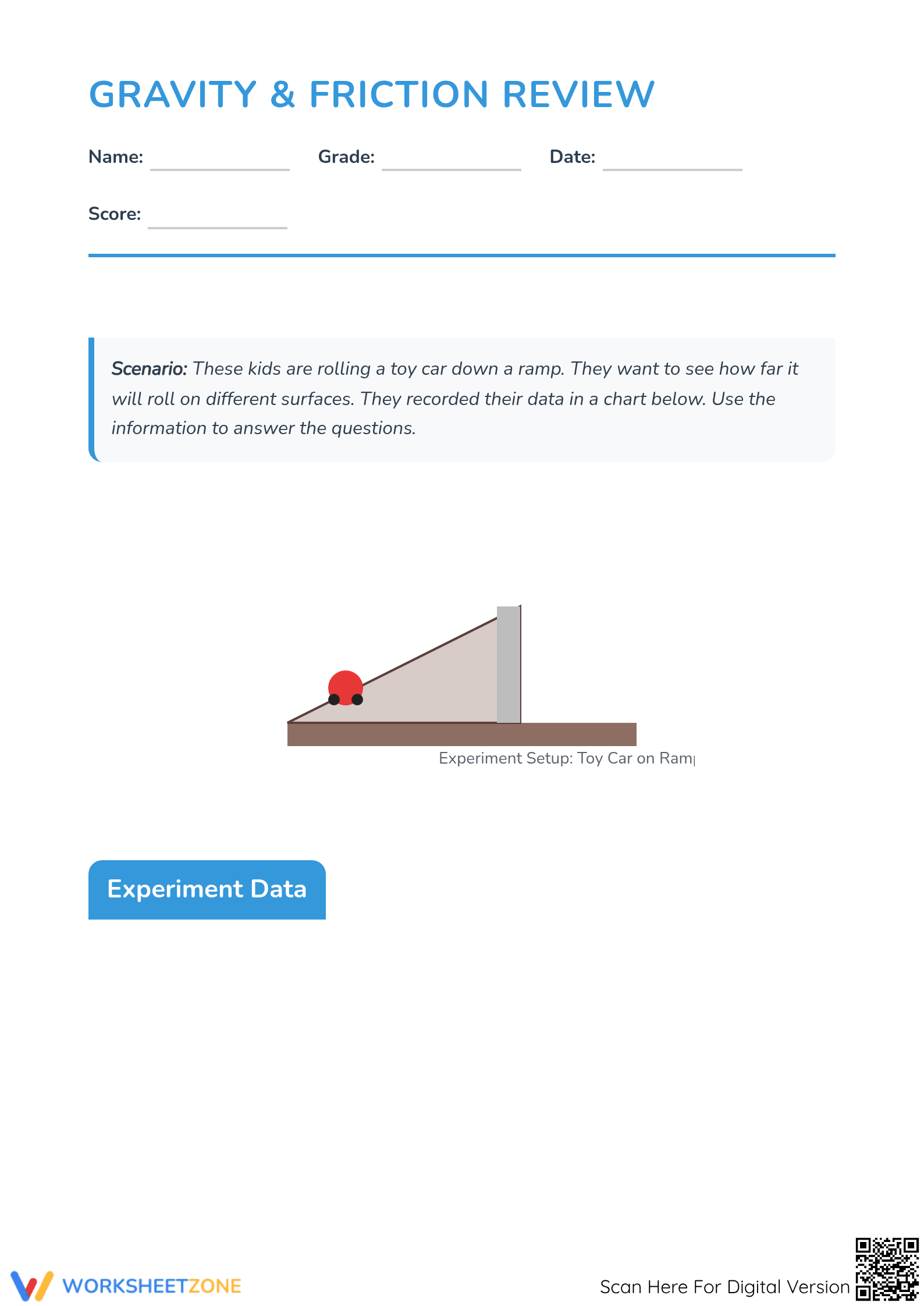 Gravity and Friction Review Worksheet for Physics - Page 1