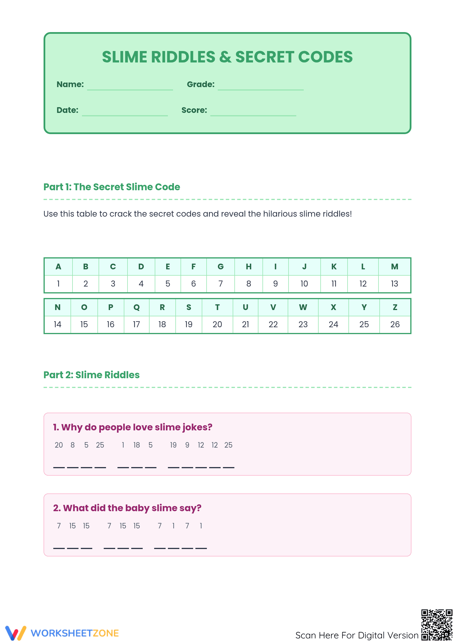 Solve Slime Riddles: A Fun Decoding Challenge! - Page 1