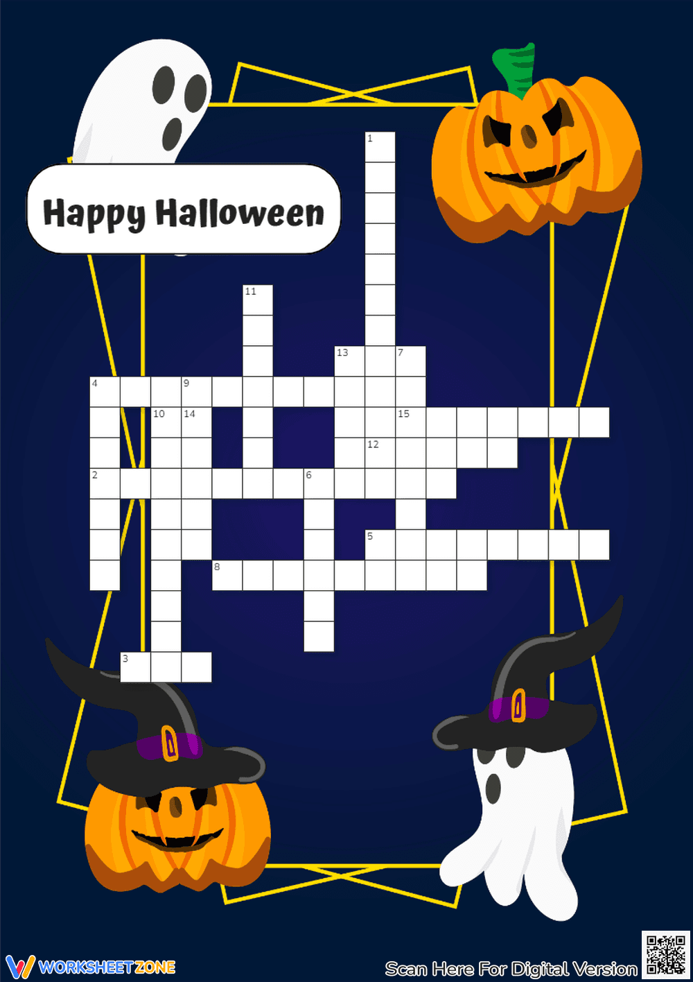Happy Halloween Crossword | Essential Grade 1-4 Worksheet - Page 1