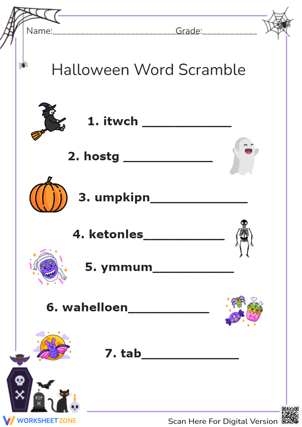 Halloween Word Scramble - Page 1