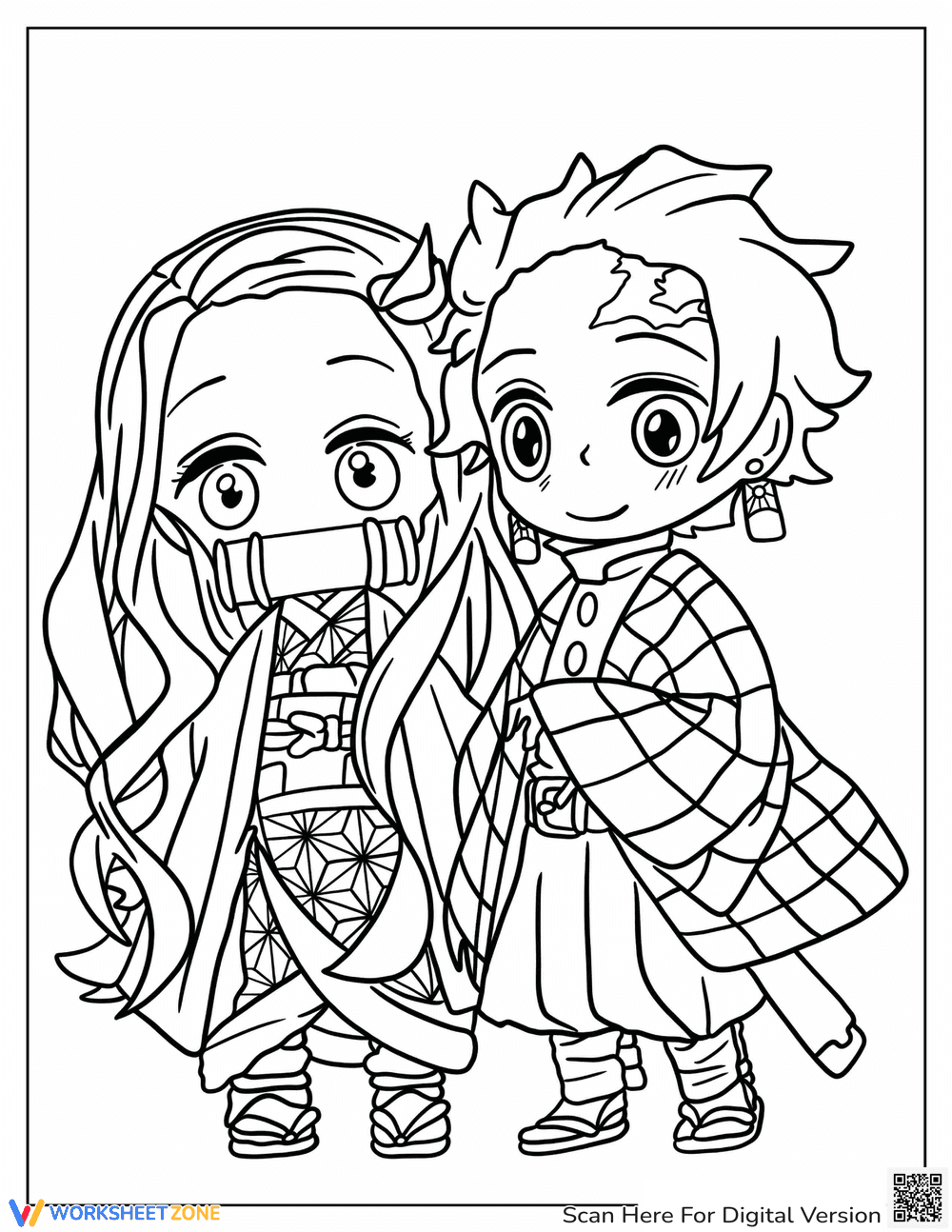 Demon Slayer Anime Characters Coloring Page - Page 1