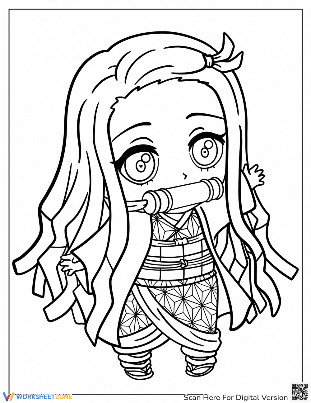 Kawaii Chibi Nezuko Coloring Page - Page 1