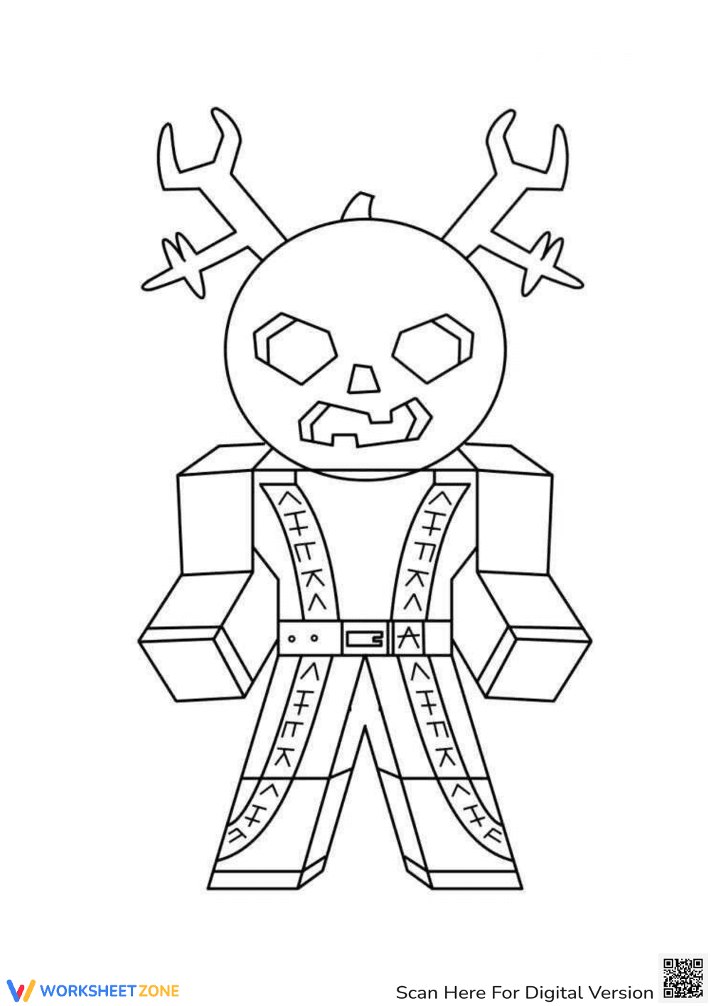 Samurai with Pumpkin Head Coloring Page - Page 1