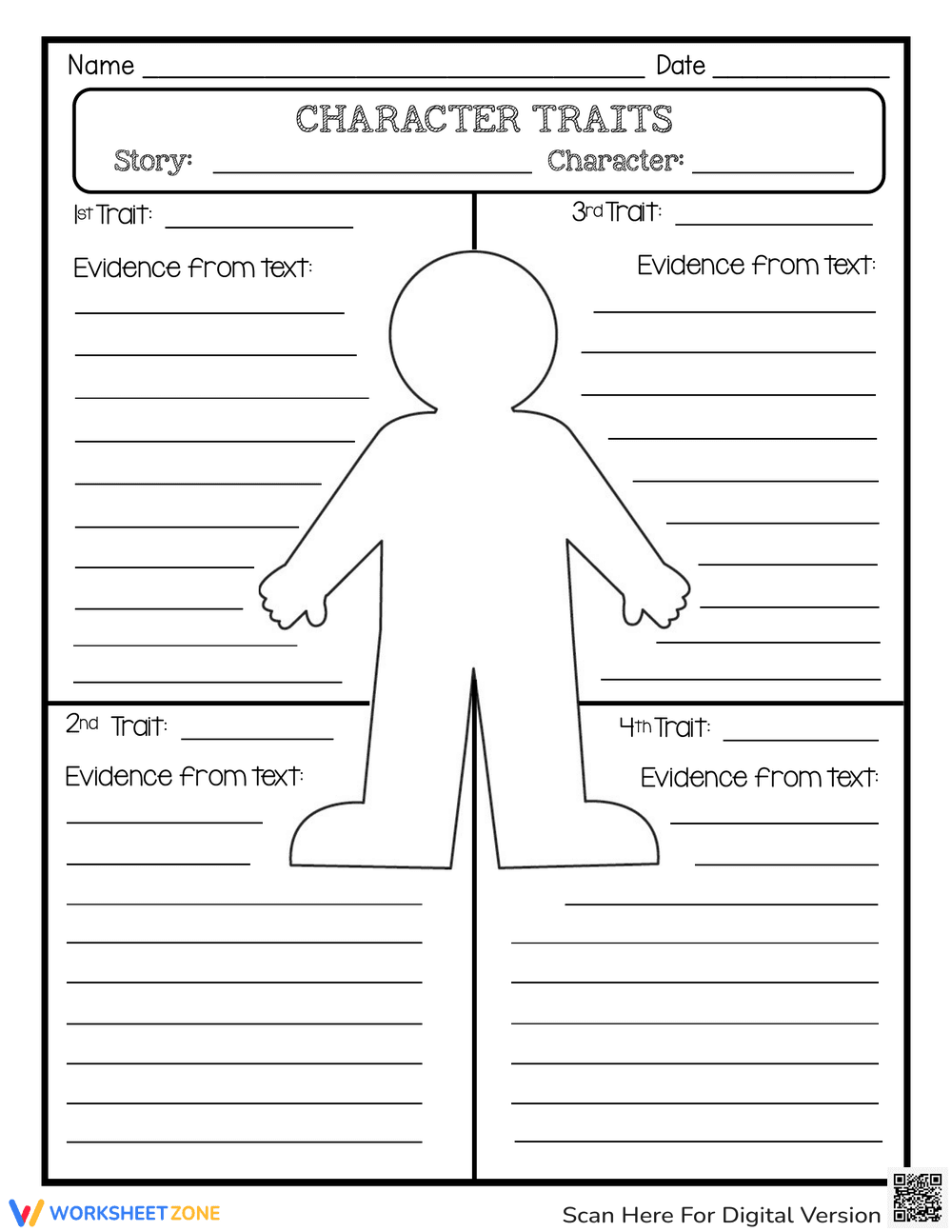 Printable Character Traits Graphic Organizer | Grades 3-6 - Page 1