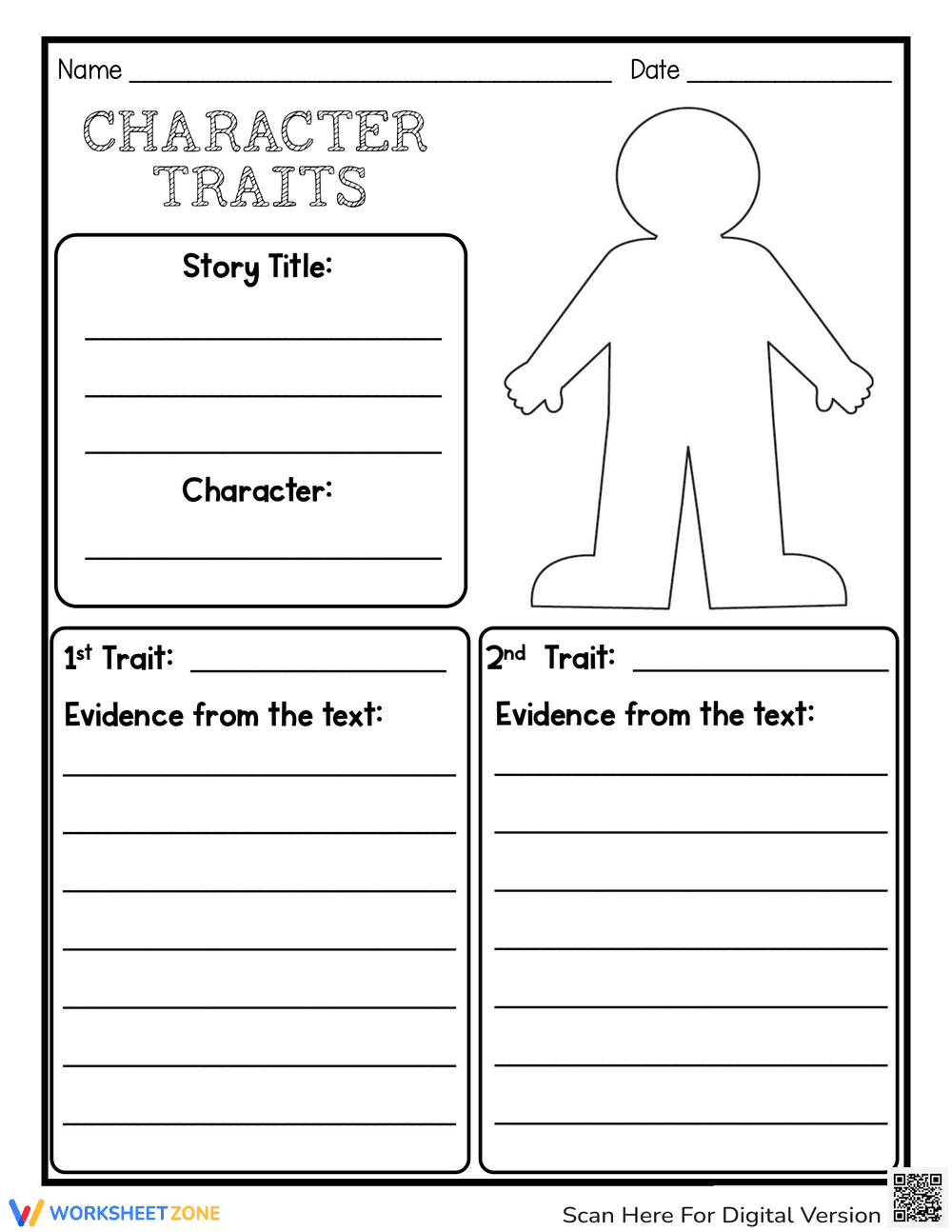 Printable Character Traits Graphic Organizer | Grade 4 - Page 1