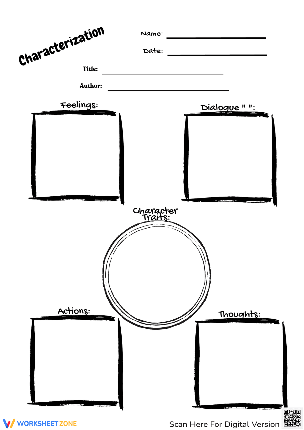Reading Characterization: Character Traits Worksheet - Page 1